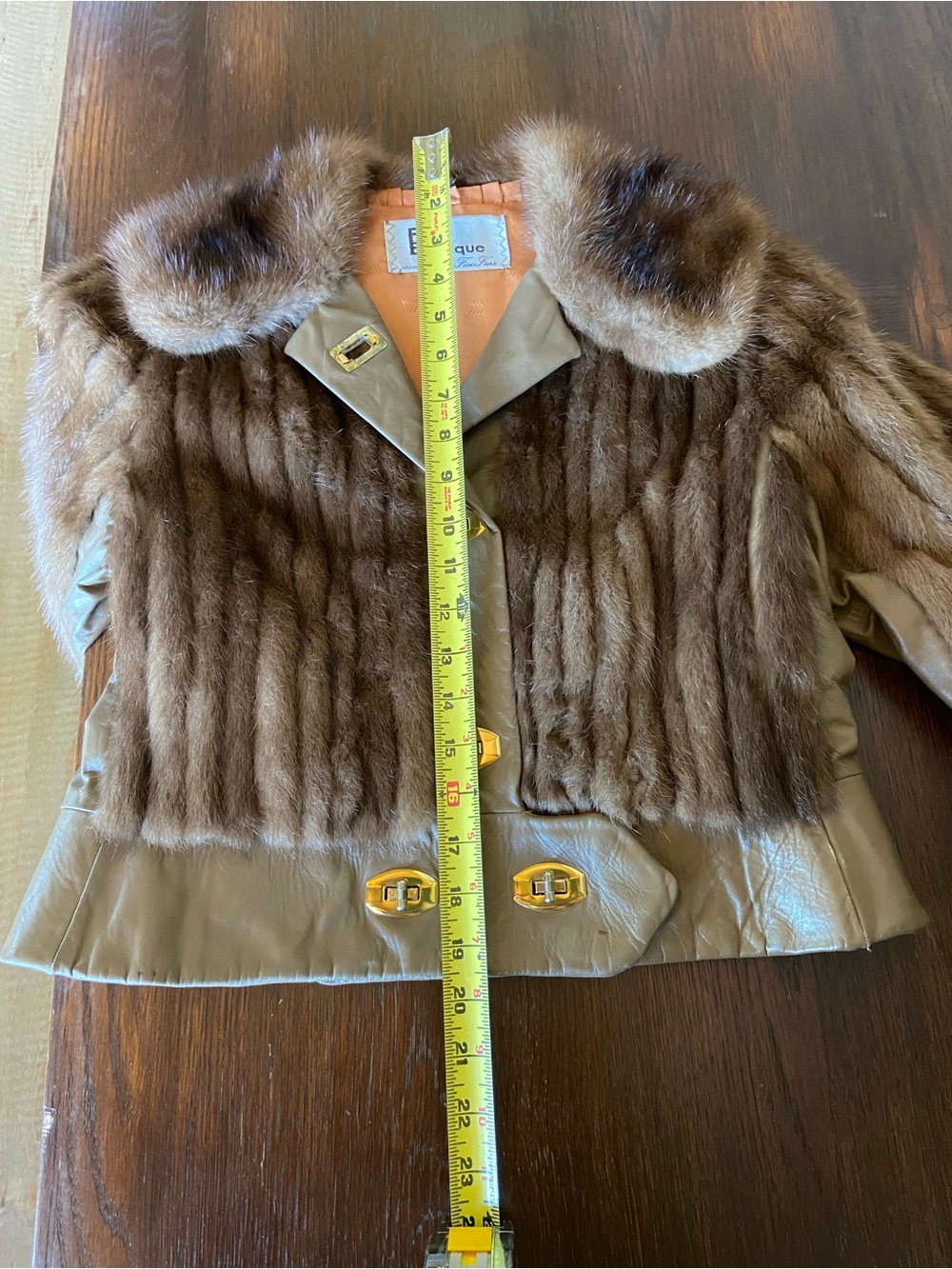 Brown Faux-Fur Trim Leather-Look Pea Coat - Vintage Chic